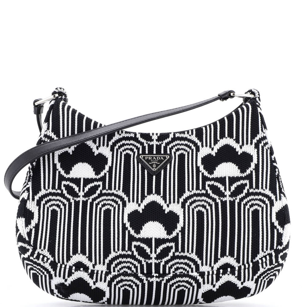 Prada Cleo Shoulder Bag Jacquard Knit #258663P17B - Picture 1 of 6